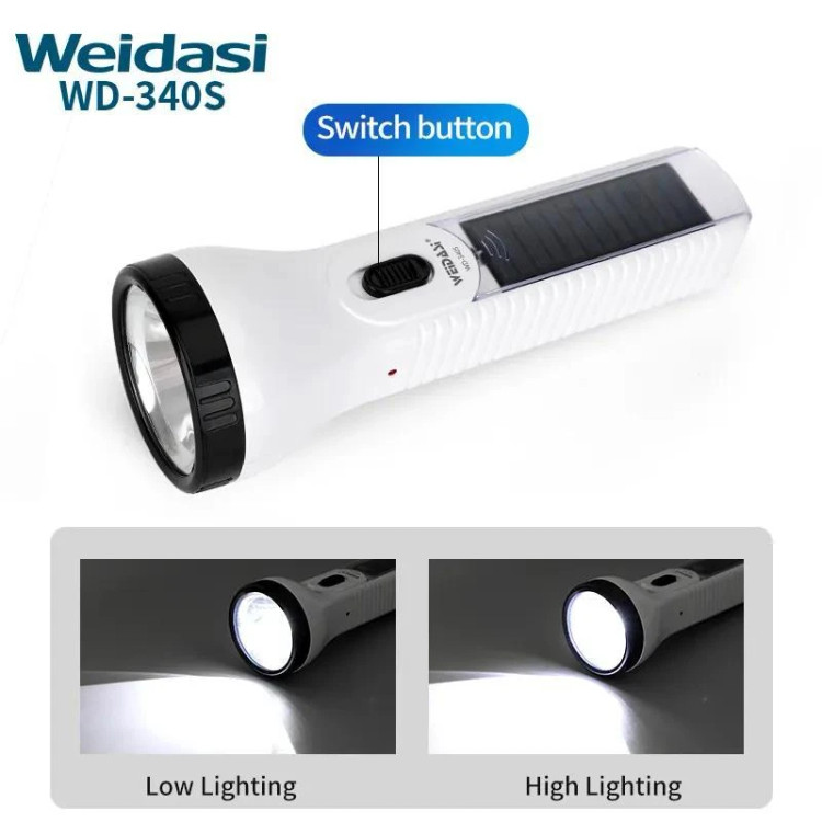 چراغ قوه دستی ویداسی مدل خورشیدی کد WD-340S